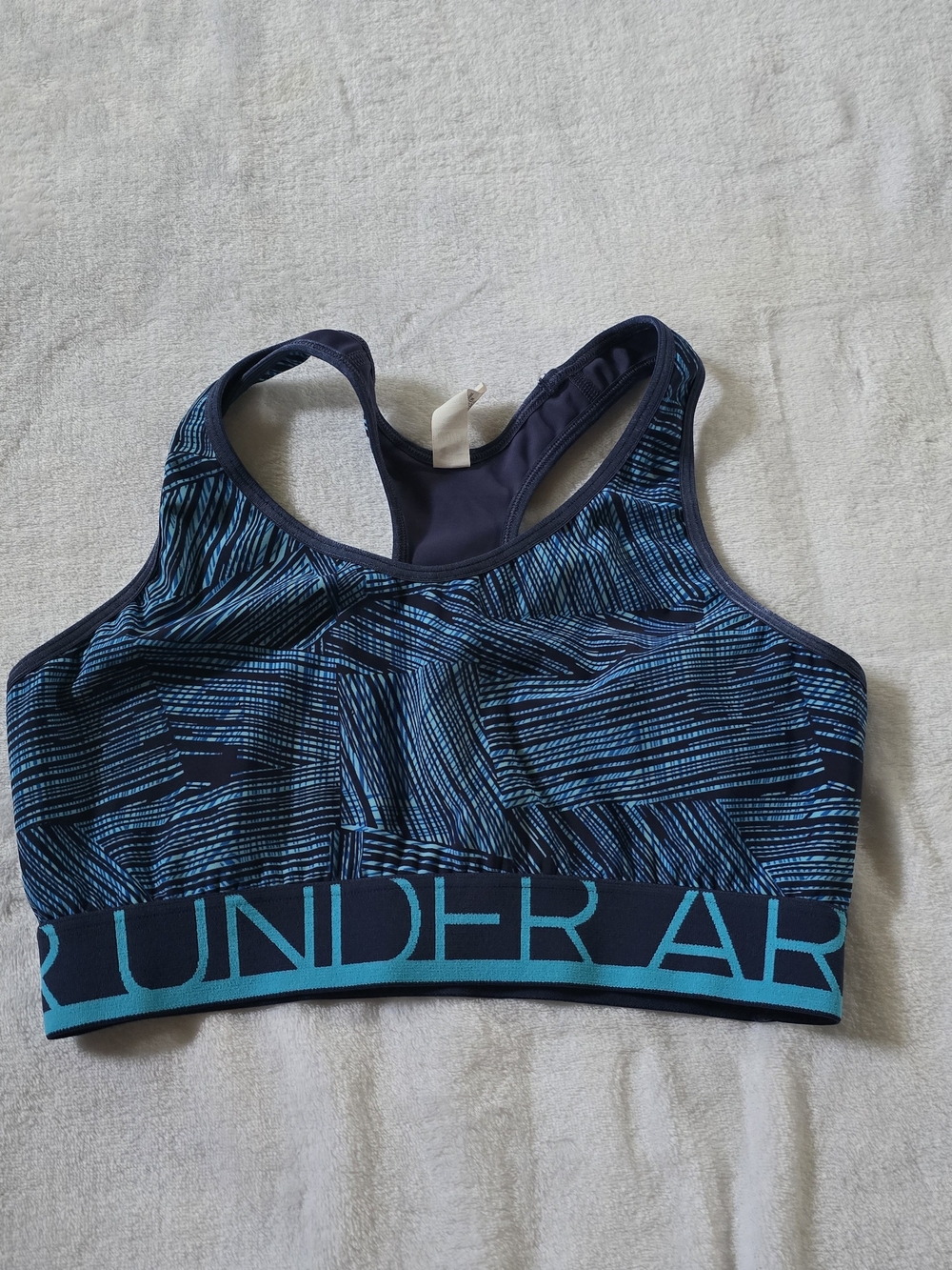 Under Armour Navy and Teal Patterned Sports Bra